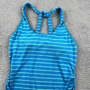 Patagonia Tank Top Womens Medium Blue Nouli Striped Stretch Activewear Yoga